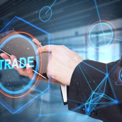 Close up and side view of businessman hands using tablet with creative polygonal trade hologram on blurry office interior background. Technology, financial data and fintech concept. Double exposure. Close up and side view of businessman hands using tablet with creative polygonal trade hologram on blurry office interior background. Technology, financial data and fintech concept. Double exposure